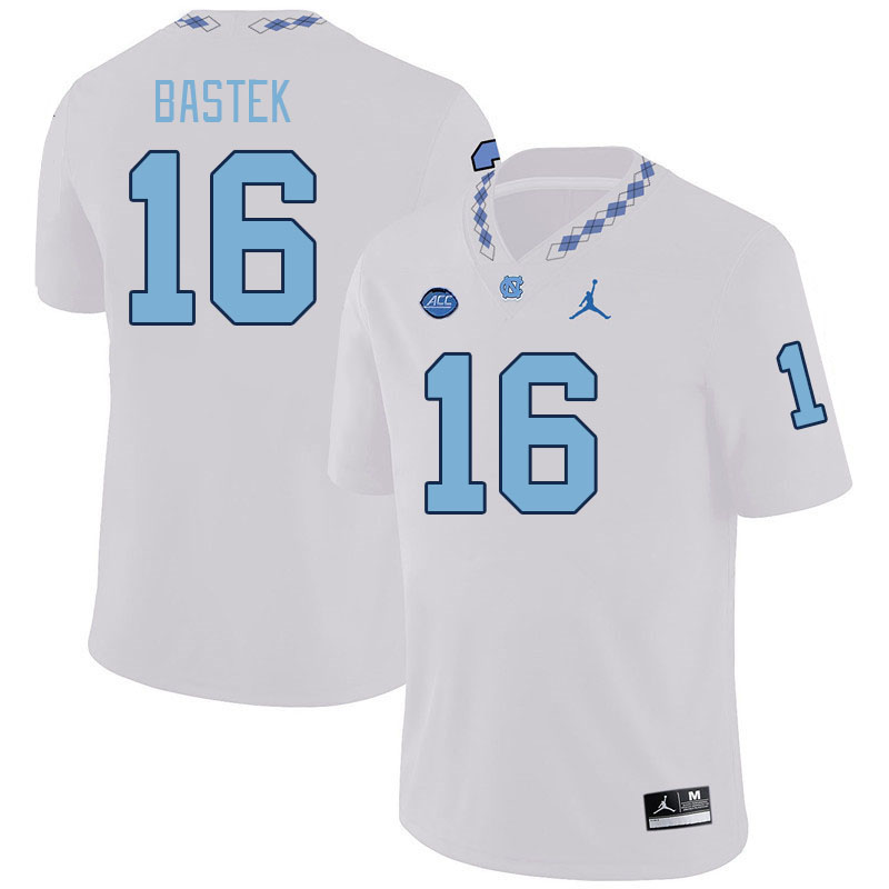 Men #16 Ben Bastek North Carolina Tar Heels College Football Jerseys Stitched-White